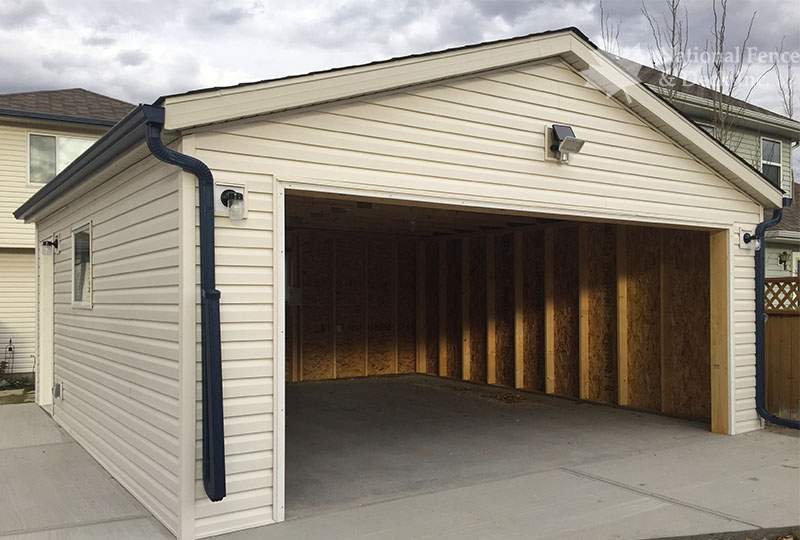 White garage newly built.