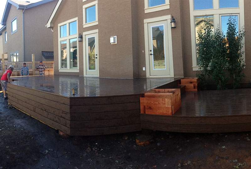 custom built PVC deck brown color