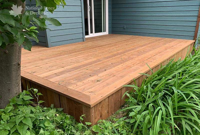 Cozy brown pressure treated deck