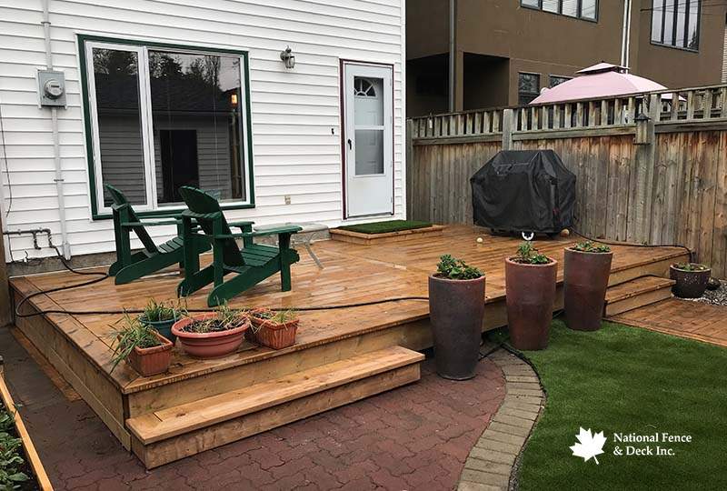 Brown Pressure Treated Wood Deck
